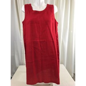Jams World Red Linen Side Button Shift Dress